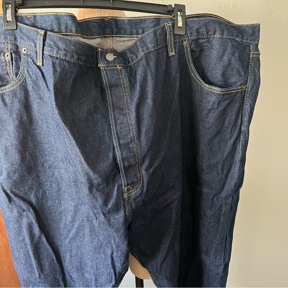 LEVIS Men's sz 56 x 32 501 Dark Wash Button Fly Jeans Blue Denim - Picture 3 of 12
